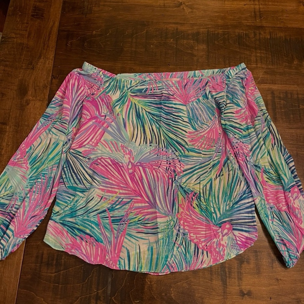 Lilly Pulitzer Adira off-shoulder silk top